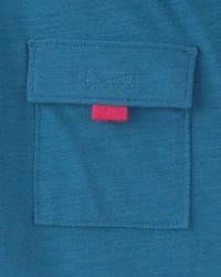Boys Short-Sleeve Button-Down Shirt - Blue