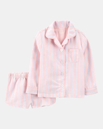 Toddler Striped Loose Fit 2-Piece Pajamas - Purple