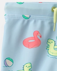 Baby Boy 2-Piece Dinosaur Rashguard Swimsuit Set - Green/Blue