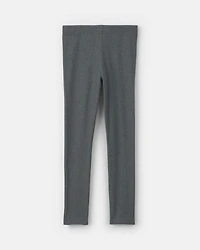 Girls Pull-On Stretch Rib Leggings - Grey