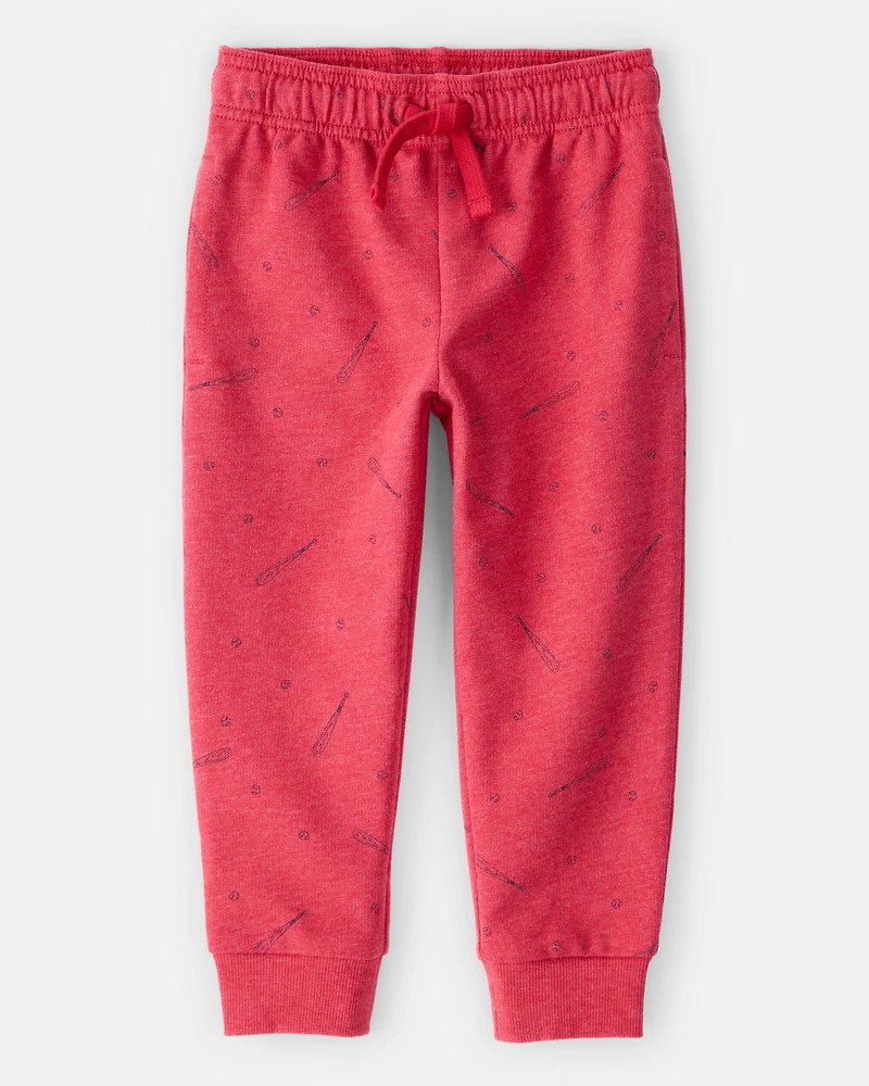 Toddler Boy Baseball French Terry Jogger - Red