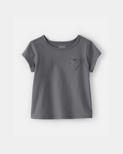 Baby Girl Heart Pocket Top - Grey