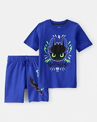 Toddler Boy How To Train Your Dragon Outfit Set - Blue