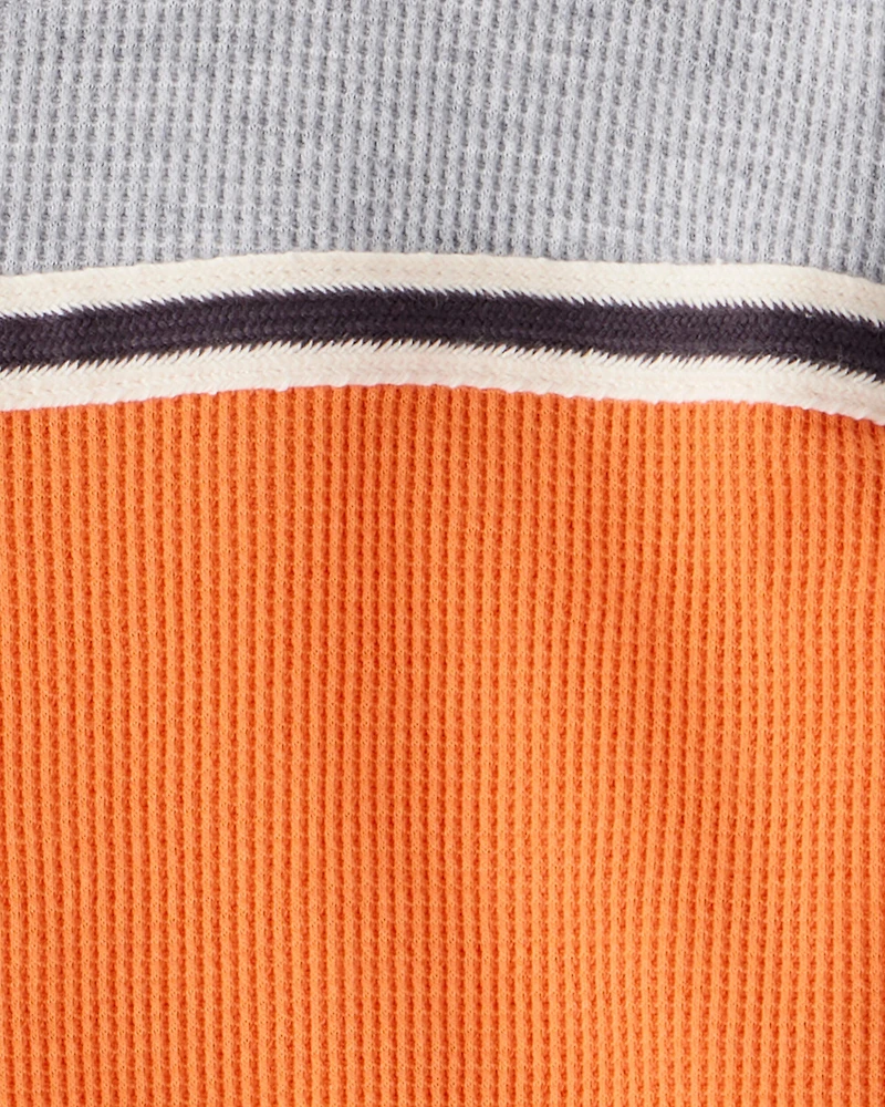 Boys Colorblock Thermal Long-Sleeve Tee - Orange/Grey