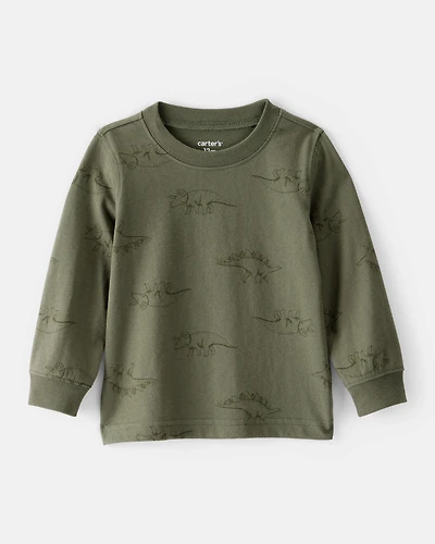 Baby Boy Dinosaur Print Long-Sleeve Tee - Green
