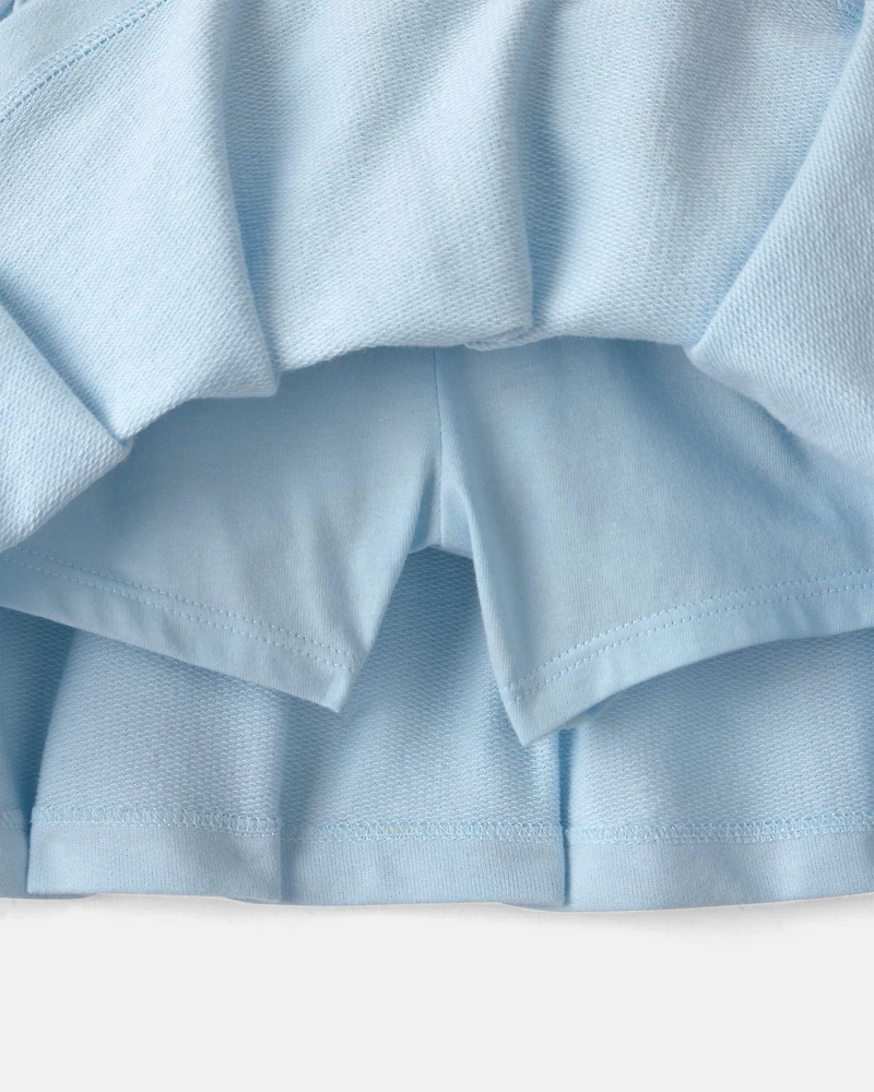 Girls French Terry Smocked Skort - Blue