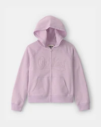 Girls OshKosh Logo Zip-Up Hoodie  - Purple
