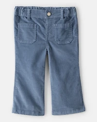 Baby Girl Velvet Flare Pants - Blue