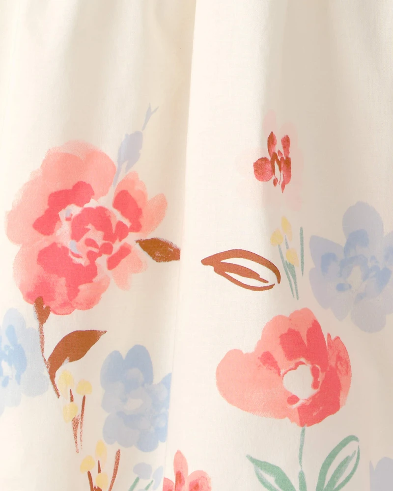 Toddler Girl Floral Puff Sleeve Dress - Ivory