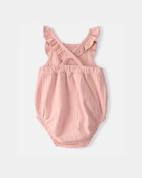 Baby Girl Sleeveless Bubble Romper - Pink