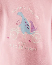 Baby Girl 2-Piece Dinosaur Print Cotton Long-Sleeve Bodysuit & Pant Set - Pink/White