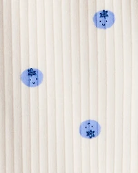 Baby Girl Blueberry Print Cotton Pull-On Pants - Ivory