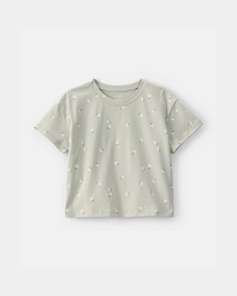 Toddler Girl Floral Relaxed Top - Green