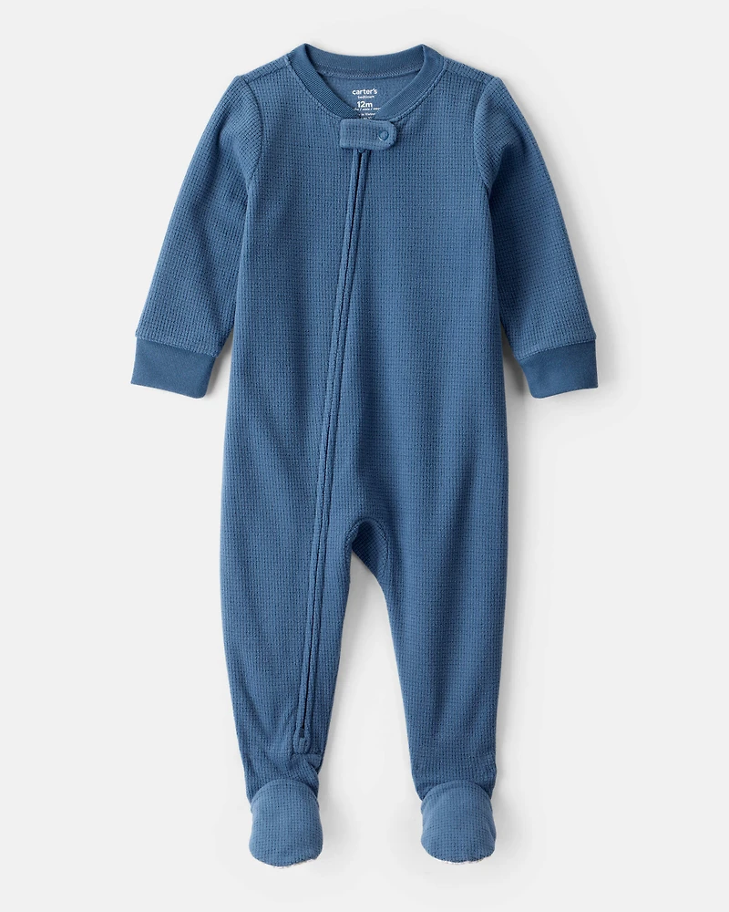 Toddler Boy Fleece Long-Sleeve Snug Fit 1-Piece Pajamas - Blue