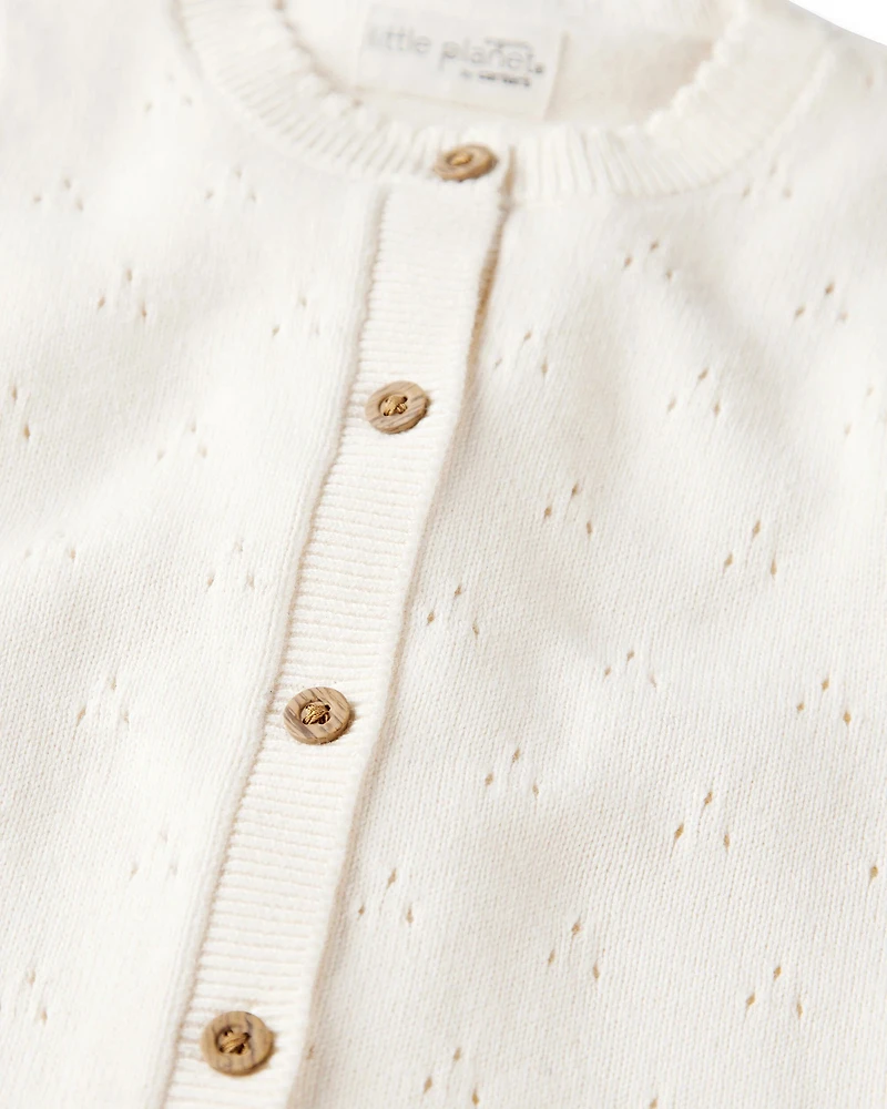 Baby Girl Organic Cotton Sweater Knit Pointelle Jumpsuit