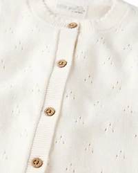 Baby Girl Organic Cotton Sweater Knit Pointelle Jumpsuit