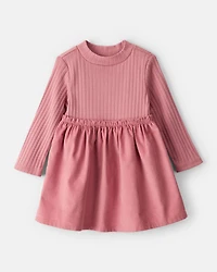 Baby Girl Rib Knit Dress - Pink