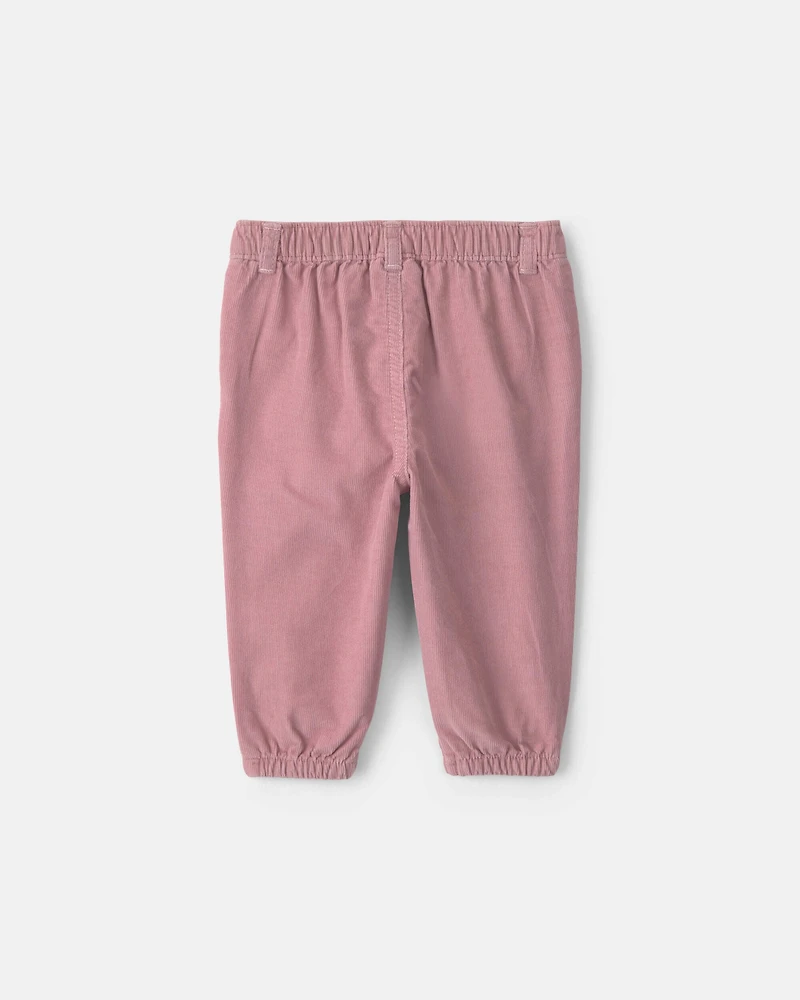Baby Girl Floral Corduroy Baggy Pants - Purple