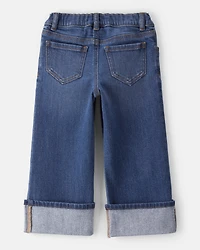 Toddler Girl Denim Wide-Leg Cuff Jeans - Blue