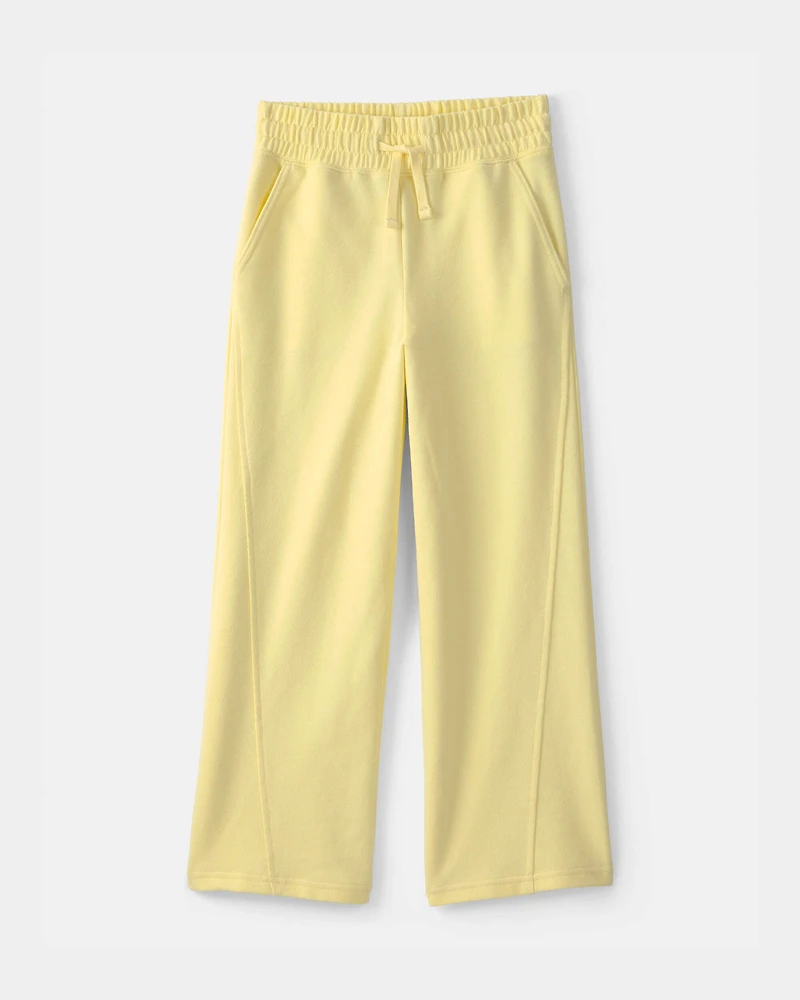Girls French Terry Wide-Leg Pants - Yellow