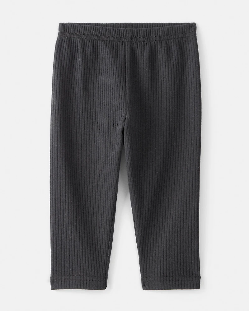 Baby Girl Pull-On Stretch Cozy Leggings - Black