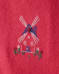 Toddler Girl Floral Windmill French Terry Long-Sleeve Tee & Pant Set - Red