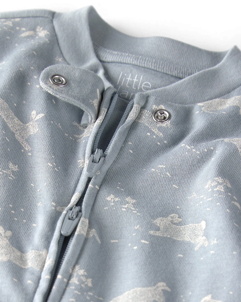 Baby Organic Cotton Sleep & Play Pajama in Blue Bunnies