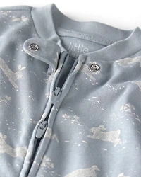 Baby Organic Cotton Sleep & Play Pajama in Blue Bunnies