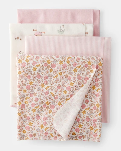 Baby 4-Pack Floral Receiving Blankets - Pink