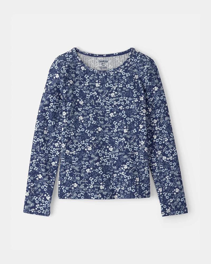 Girls 2-Piece Floral Top & Denim Jeans Set - Blue