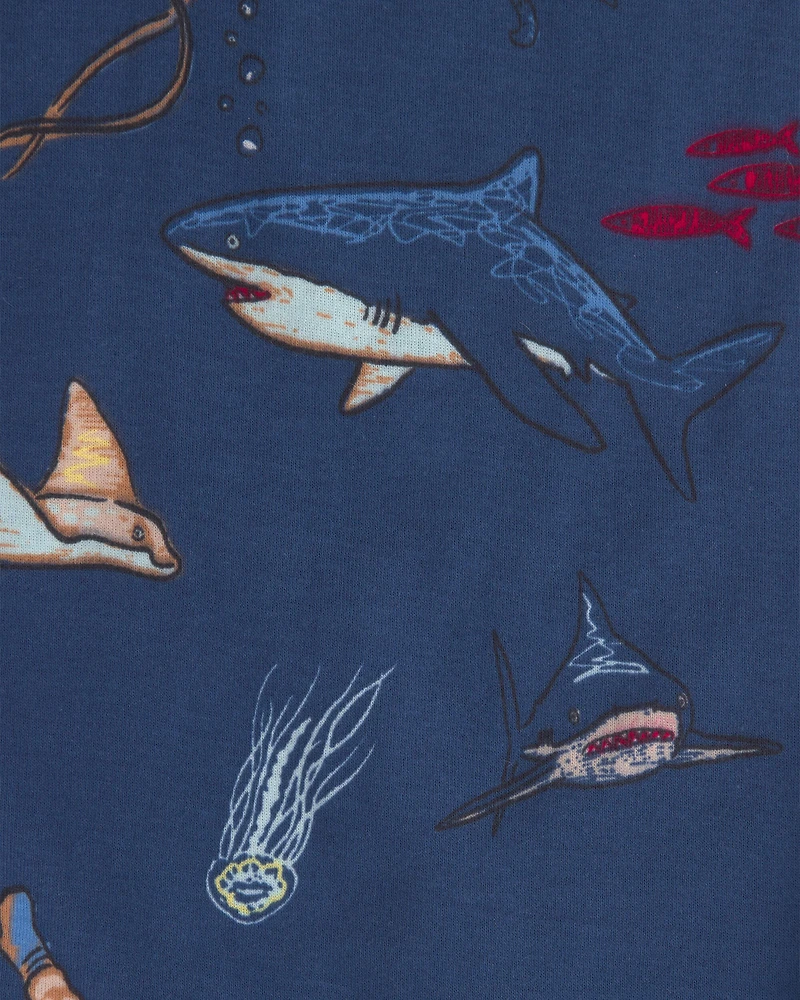 Boys Boat 100% Cotton Snug Fit 4-Piece Pajama Set - Blue