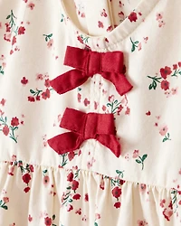 Toddler Girl Floral Print 100% Cotton Long-Sleeve Top - Ivory