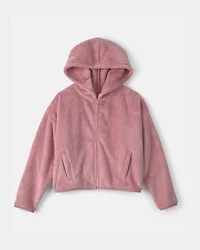 Girls Sherpa Zip-Up Jacket - Pink