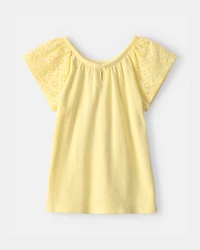 Girls Eyelet Top - Yellow