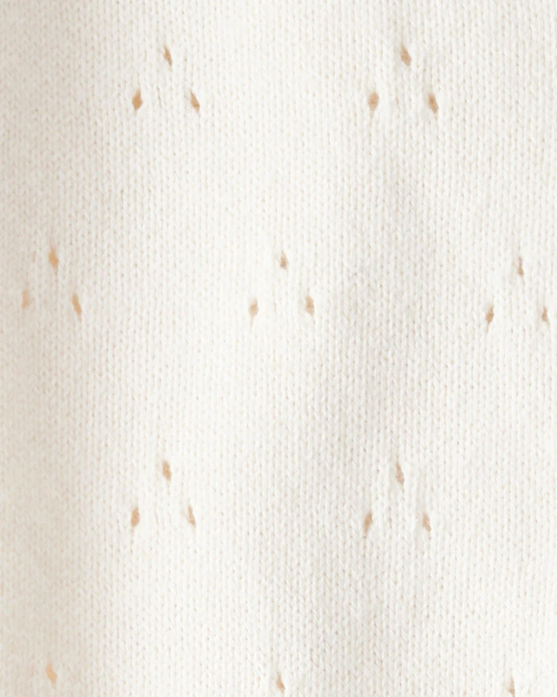 Baby Girl Organic Cotton Sweater Knit Pointelle Jumpsuit