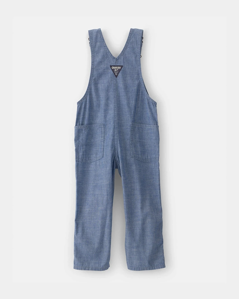 Toddler Boy Chambray Cuffed Overalls - Medium Wash