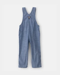 Toddler Boy Chambray Cuffed Overalls - Medium Wash