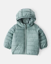 Baby Packable Hooded Puffer Jacket - Green