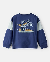 Toddler Boy Monster Truck Long-Sleeve Graphic Tee - Navy