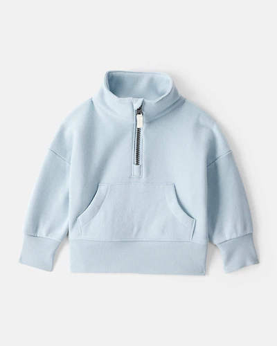Baby Girl DayDream Fleece Long-Sleeve Quarter-Zip Pullover Sweatshirt - Blue