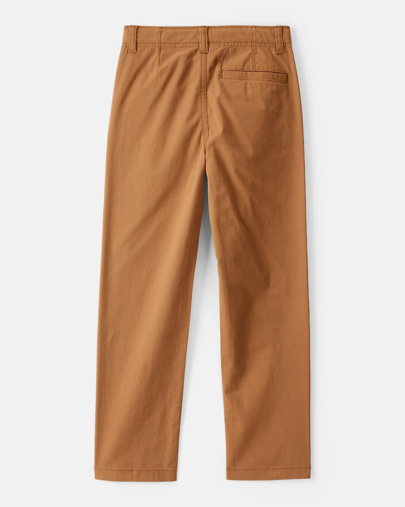 Boys Flat Front Fashion Pants - Brown