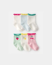 Baby Girl 6-Pack Fruit Crew Socks
