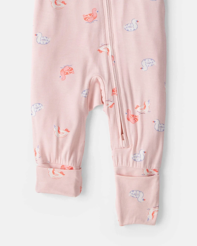 Baby Girl Flamingo PurelySoft™ 2-Way Zip Sleep & Play Pajamas - Pink