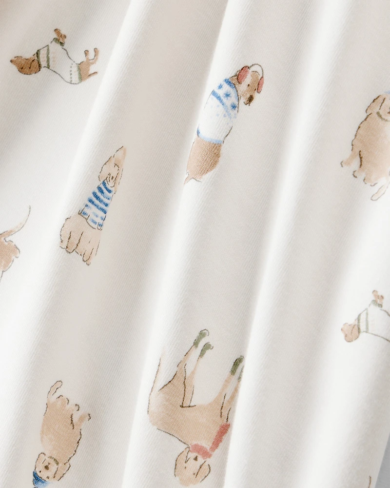Baby Dog Print 2-Way Zip PurelySoft Pajamas - White