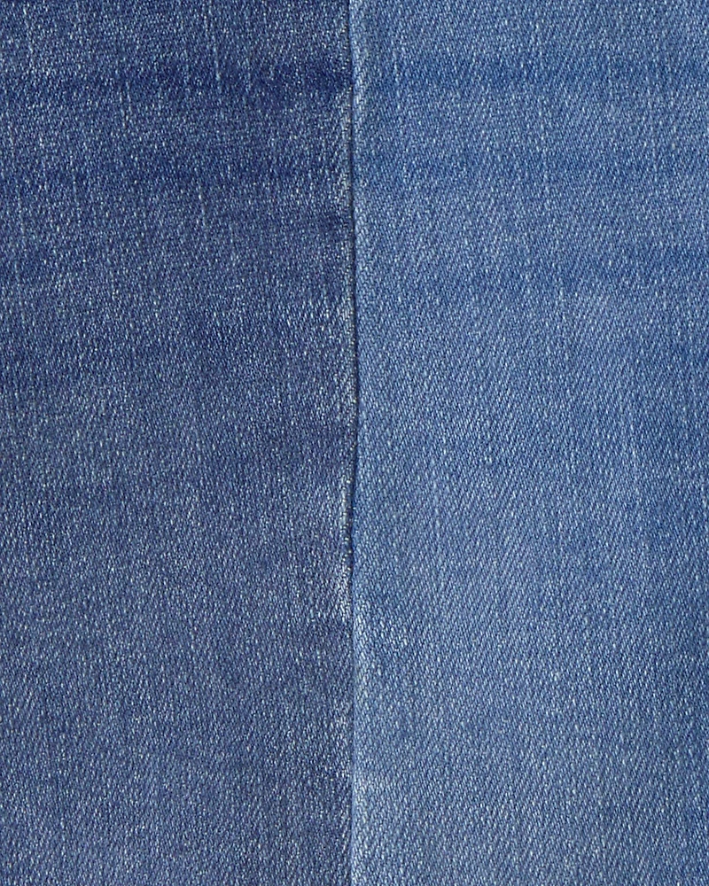 Girls Colorblock Denim Shorts - Dark Wash