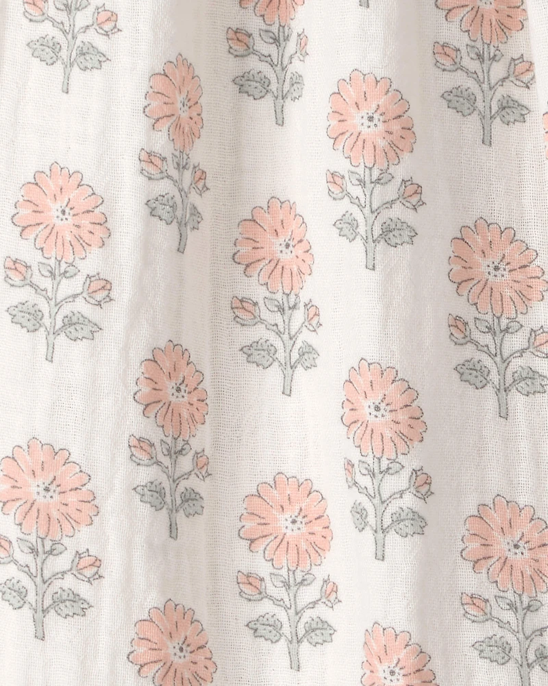 Baby Girl Organic Cotton Gauze Jumpsuit in Rosebud Petal Print