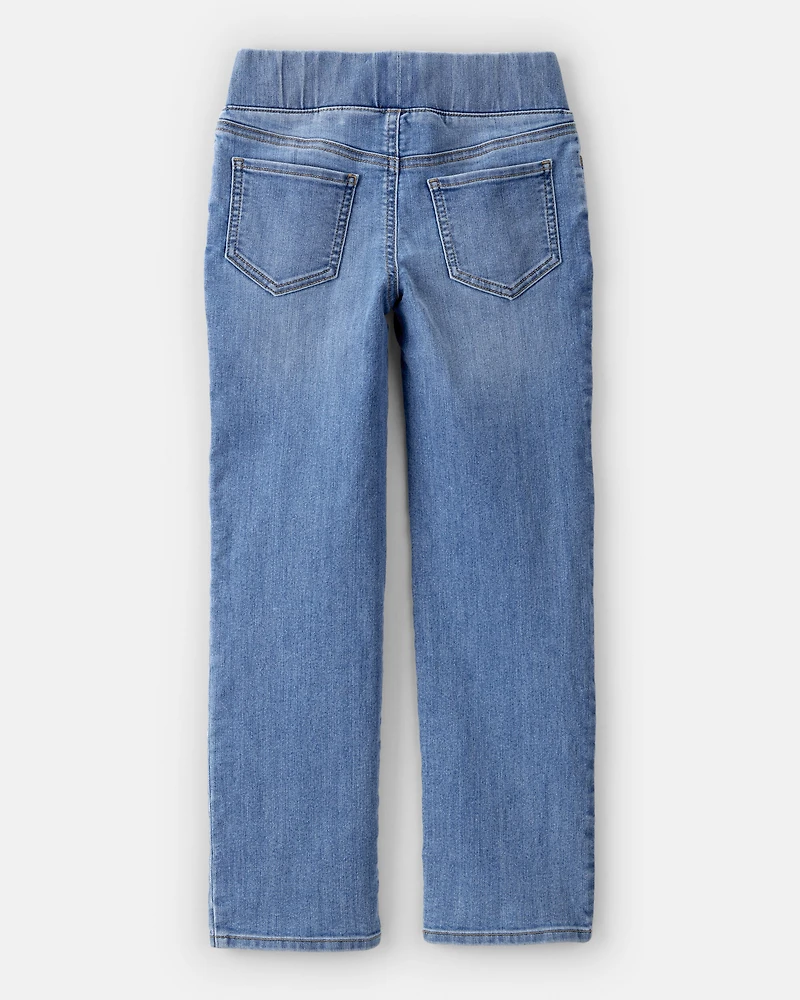 Girls Mid-Rise Denim Pull-On Jeans - Blue