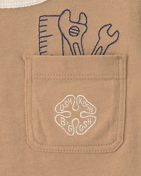 Toddler Boy Tools Embroidered Pocket Graphic Tee - Tan