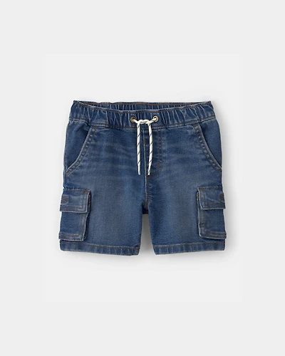 Toddler Boy Denim Drawstring Cargo Shorts - Dark Wash