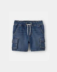 Toddler Boy Denim Drawstring Cargo Shorts - Dark Wash